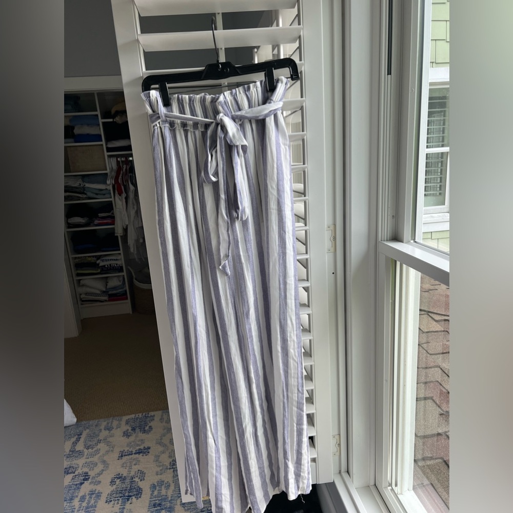 Blue and white flowy summer beach pants